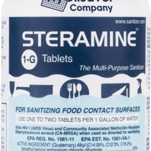 1 x Steramine Quaternary Sanitizing Tablets - 1x 150 Count Bottle with 15x QT-10 Strips