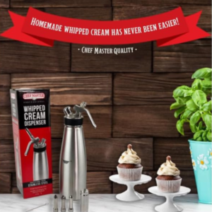 Chef Master 90076 Professional Whipped Cream Dispenser - Aluminum 0.5 Liter