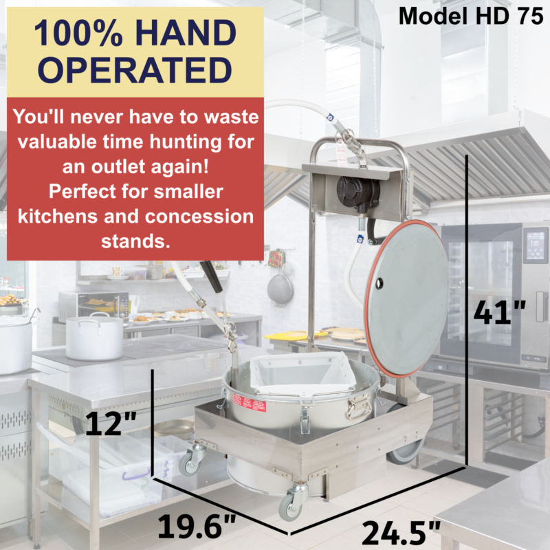 MirOil 75HD 75 lb Hand Operated Fryer Oil Filter Machine & Discard Trolley