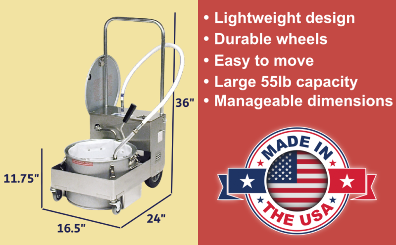 MirOil BD505 55 lb Electric Fryer Oil Filter Machine & Discard Trolley