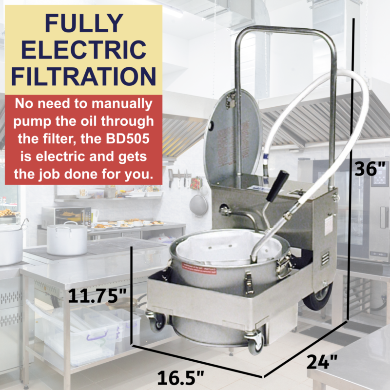 MirOil BD505 55 lb Electric Fryer Oil Filter Machine & Discard Trolley