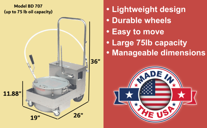 MirOil BD707 75 lb Electric Fryer Oil Filter Machine & Discard Trolley