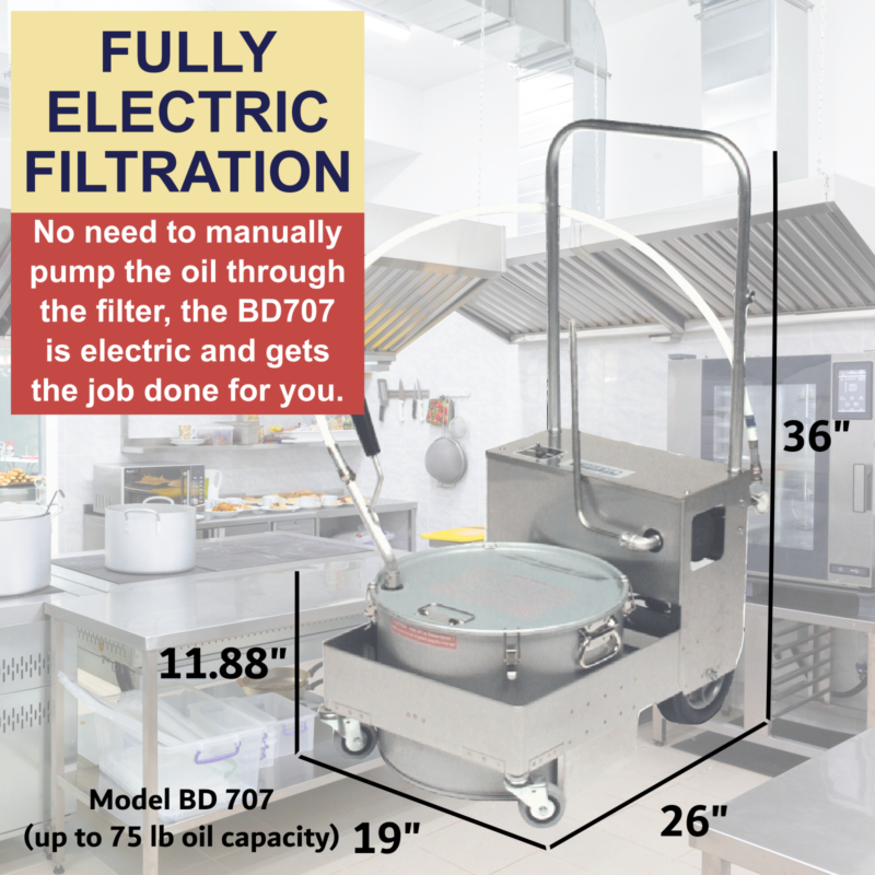 MirOil BD707 75 lb Electric Fryer Oil Filter Machine & Discard Trolley