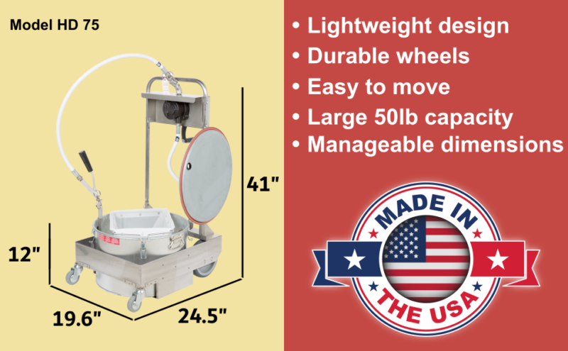 MirOil 75HD 75 lb Hand Operated Fryer Oil Filter Machine & Discard Trolley