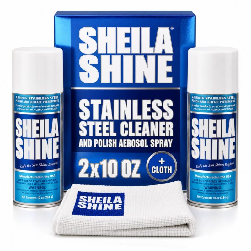 Sheila Shine Stainless Steel Cleaner & Polish - 2x 10 oz Aerosol with Microfiber Cloth
