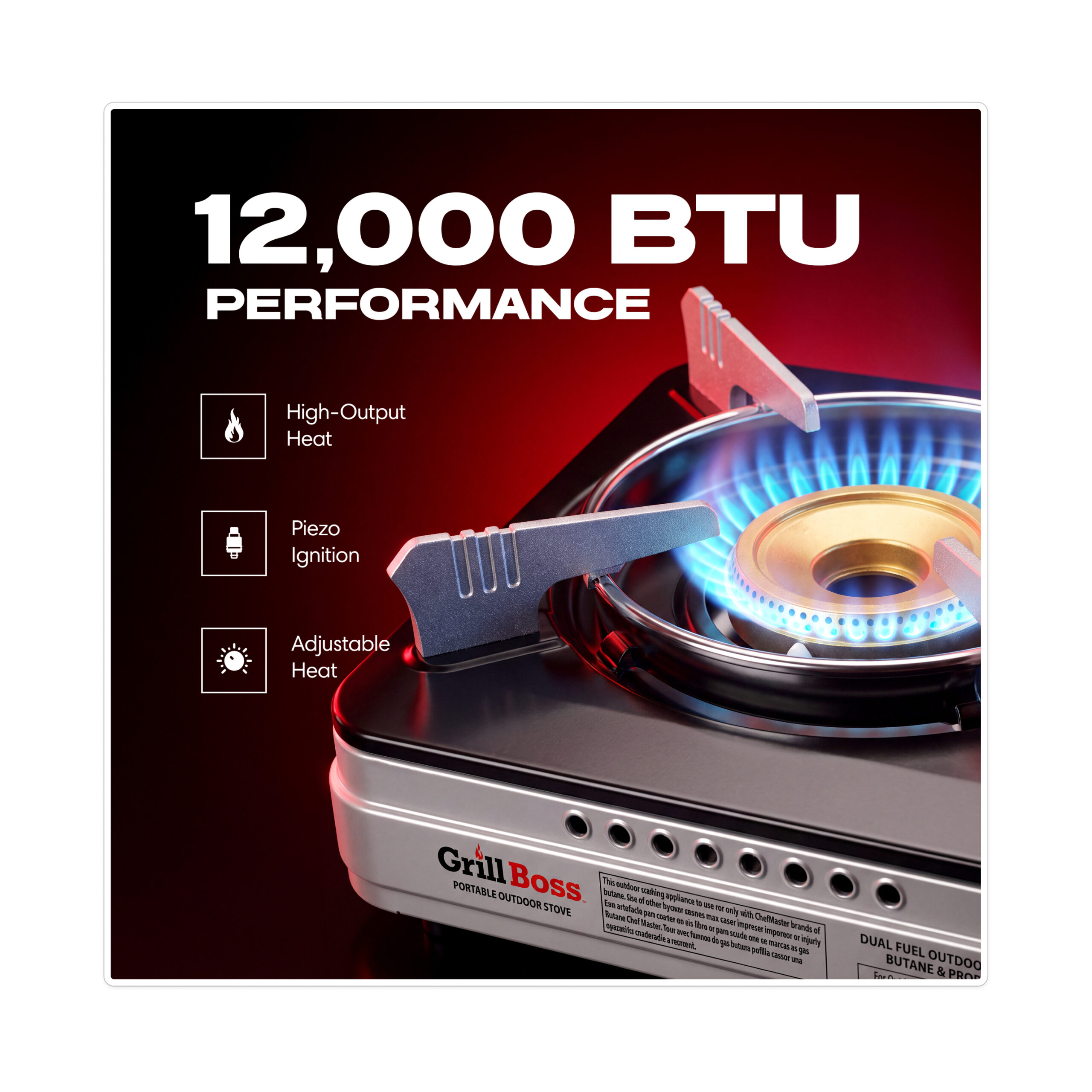 Grill Boss 90057 Dual Fuel Camp Stove - 12 000 BTU - Image 3