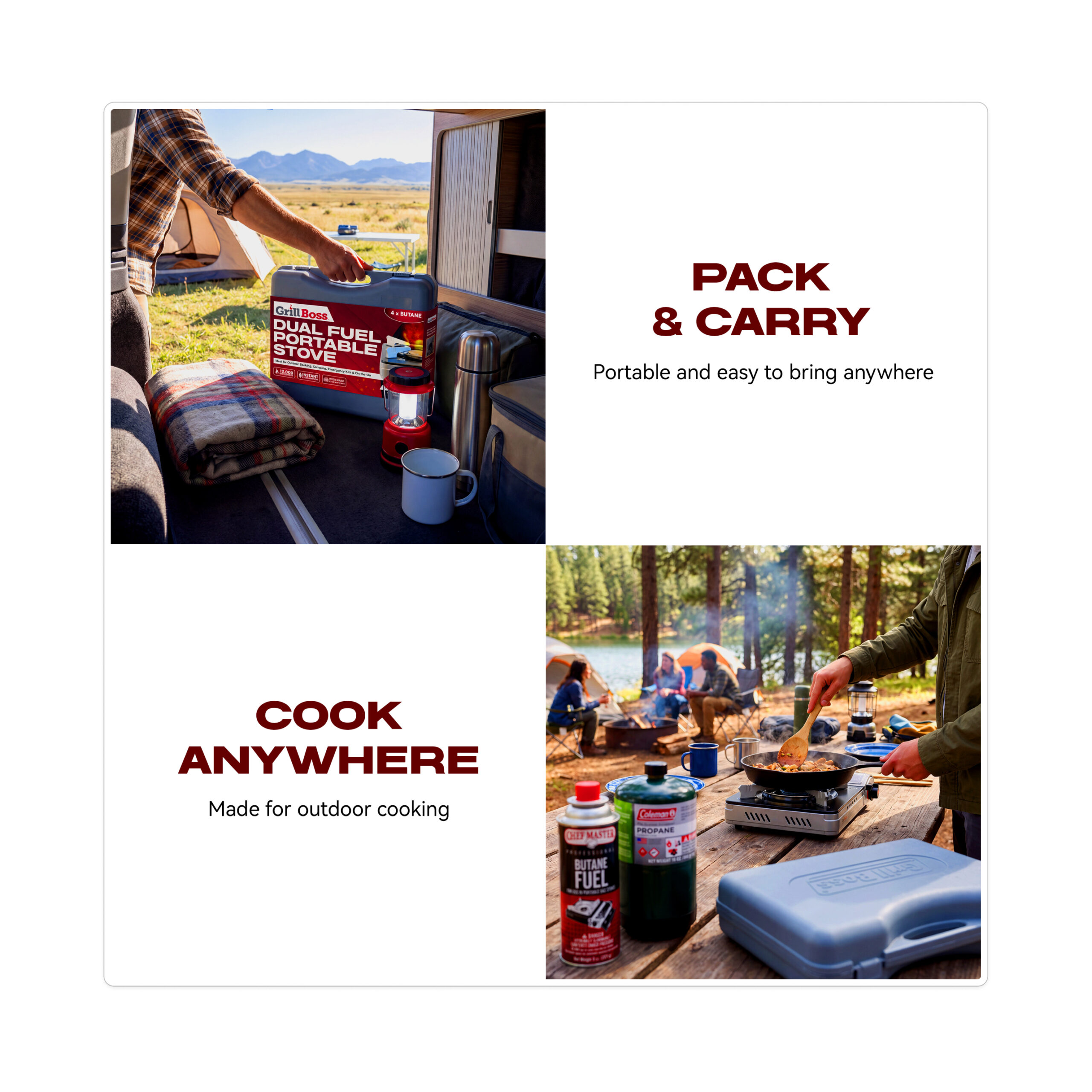 Grill Boss 90057 Dual Fuel Camp Stove - 12 000 BTU - Image 6