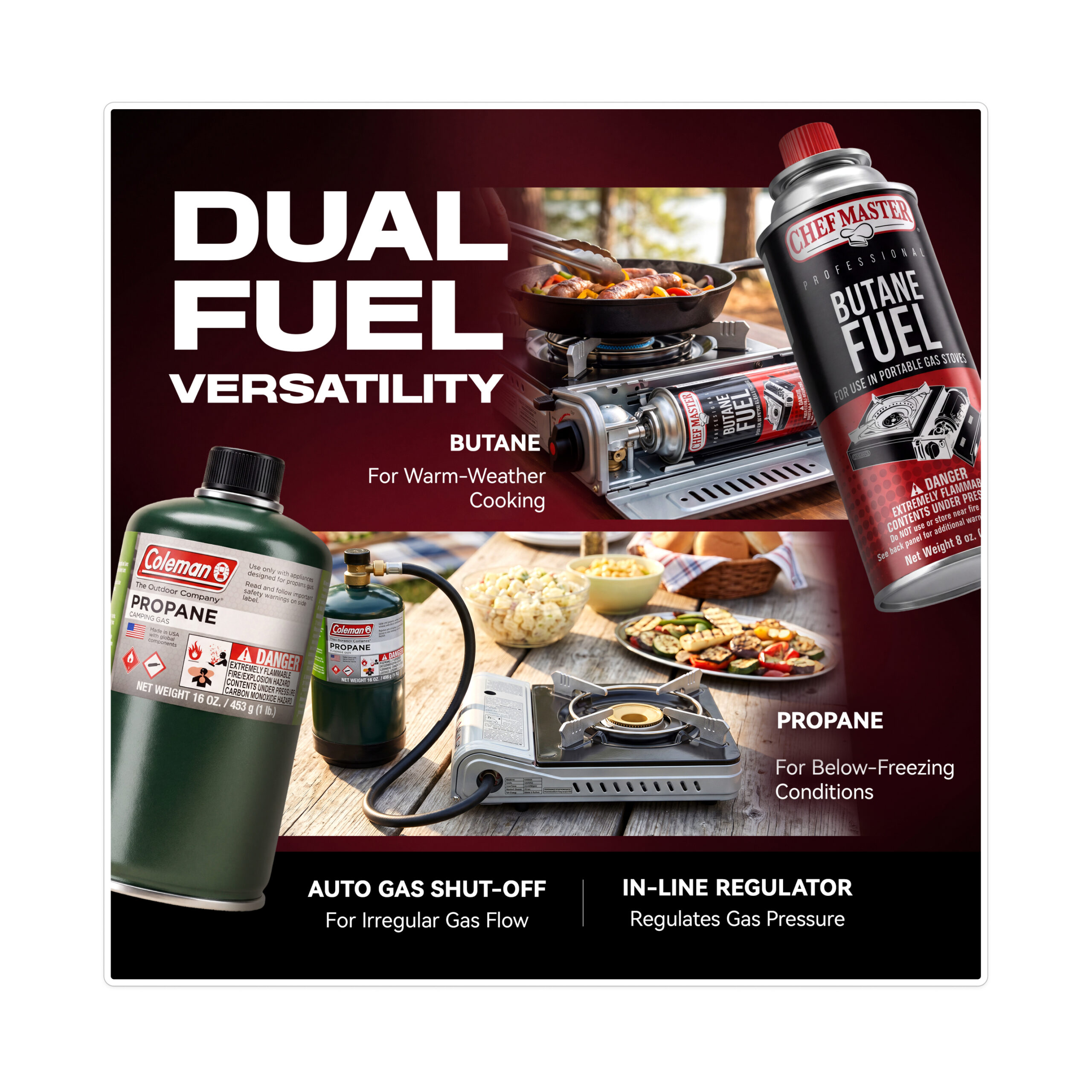 Grill Boss 90057 Dual Fuel Camp Stove - 12 000 BTU - Image 5