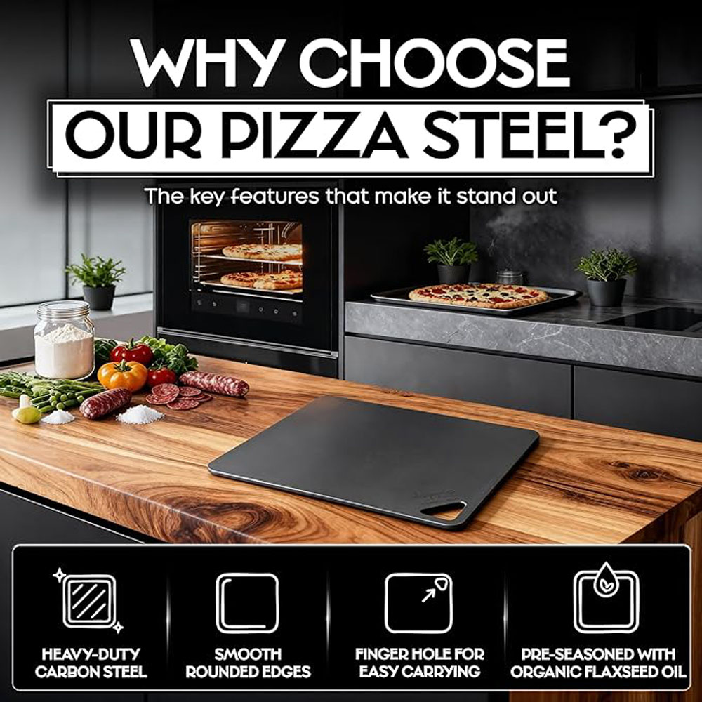 Doppio Living Pre-Seasoned Pizza Steel