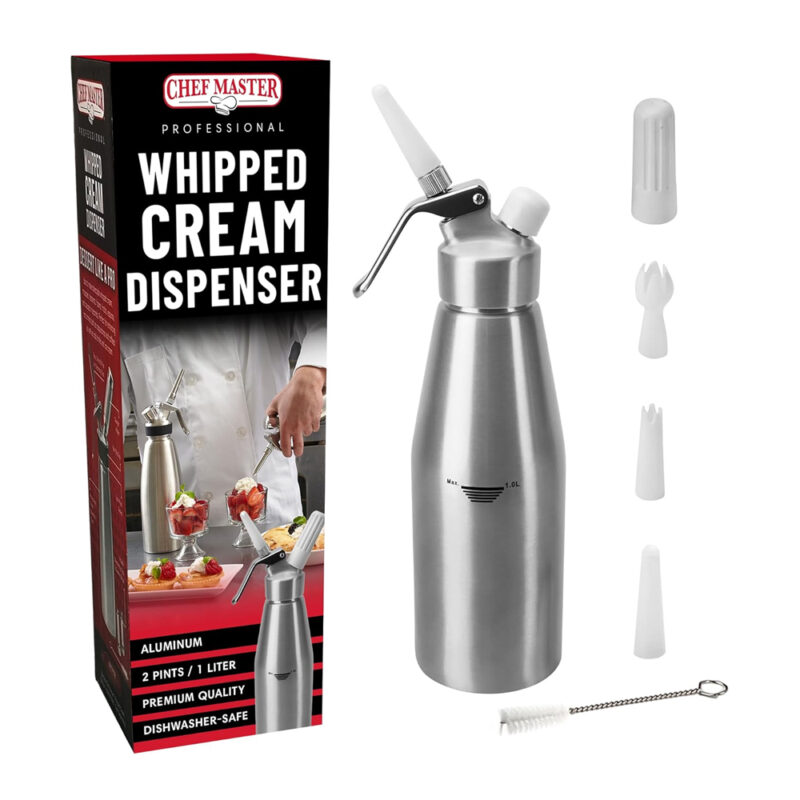 Chef Master 90077 Aluminum Whipped Cream Dispenser - 2 Pint / 1 Liter