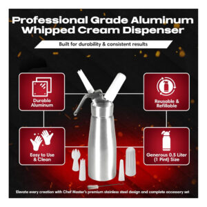 Chef Master 90076 Aluminum Whipped Cream Dispenser - 1 Pint / 0.5