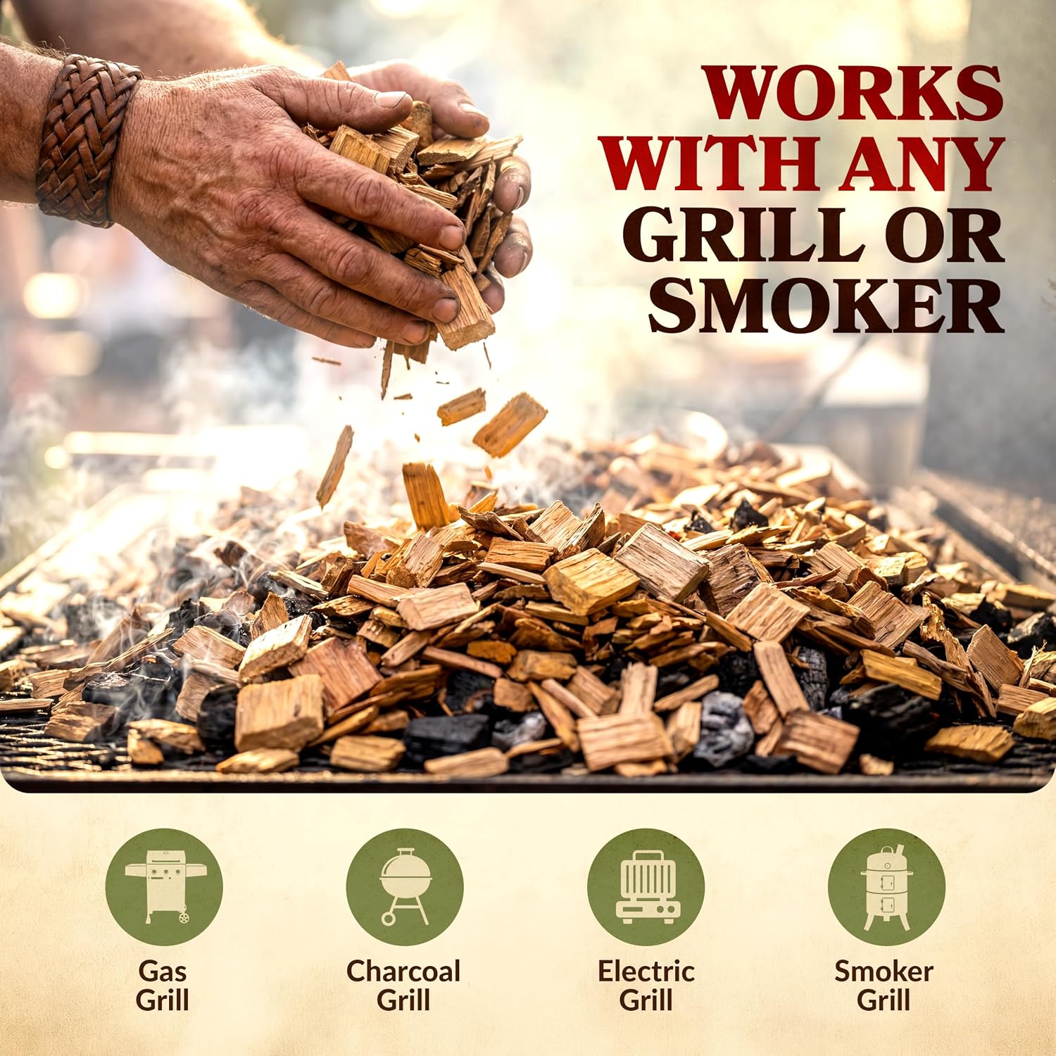 Rusty Redhorn Mesquite Wood Chips for Smoker 1.8 Lb - All Natural Smoker Wood Chips for BBQ - Works on Gas, Electric & Charcoal Grill - Bold, Earthy Flavor for Grilling, BBQ & Camping - Image 5